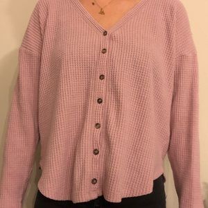 Waffle knit pink long sleeve